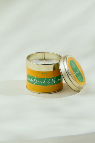 Sandalwood & Mandarin -Tall Tin Candle